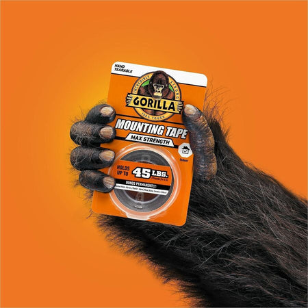 Gorilla Glue Max-Strength Mounting Tape - 5 ft Length x 1’’ Width - Black - For Multi Surface Indoor - 1 Each - & Putty