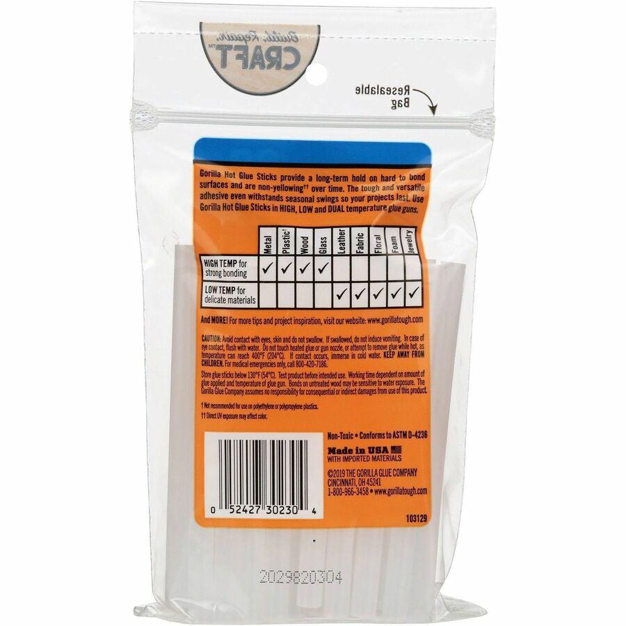 Gorilla Mini Hot Glue Sticks - Clear - 30 / Pack
