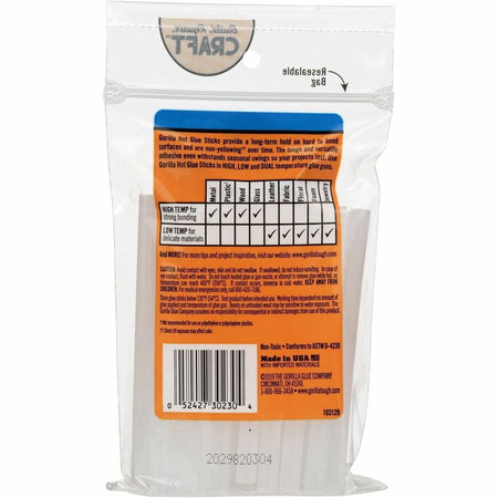 Gorilla Mini Hot Glue Sticks - Clear - 30 / Pack