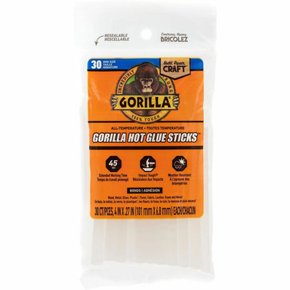 Gorilla Mini Hot Glue Sticks: Clear Adhesive - 30 Pack - Sticks