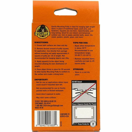 Gorilla Mounting Putty - Beige - For Indoor Outdoor Paper Wall Wood Tile Metal Glass - 168/Pack - 1 Each - Tape &