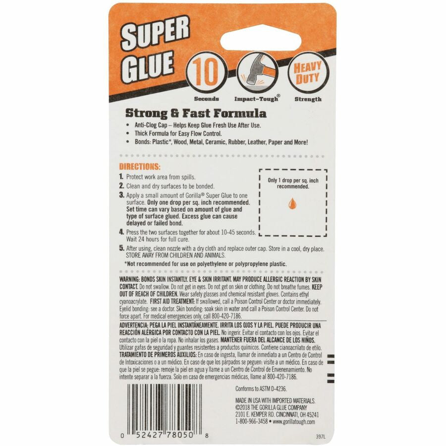 Gorilla Super Glue - 0.53 oz - Clear - 1 Each