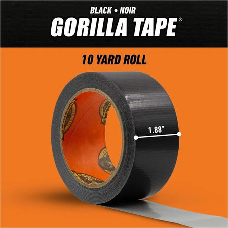 Gorilla Tape: 10 yd x 1.88’’ Black - Heavy-Duty Adhesive Tape - Duct