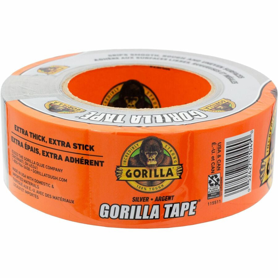 Gorilla Tape - 30 yd Length x 1.88’’ Width - Silver - 1 Each - Duct