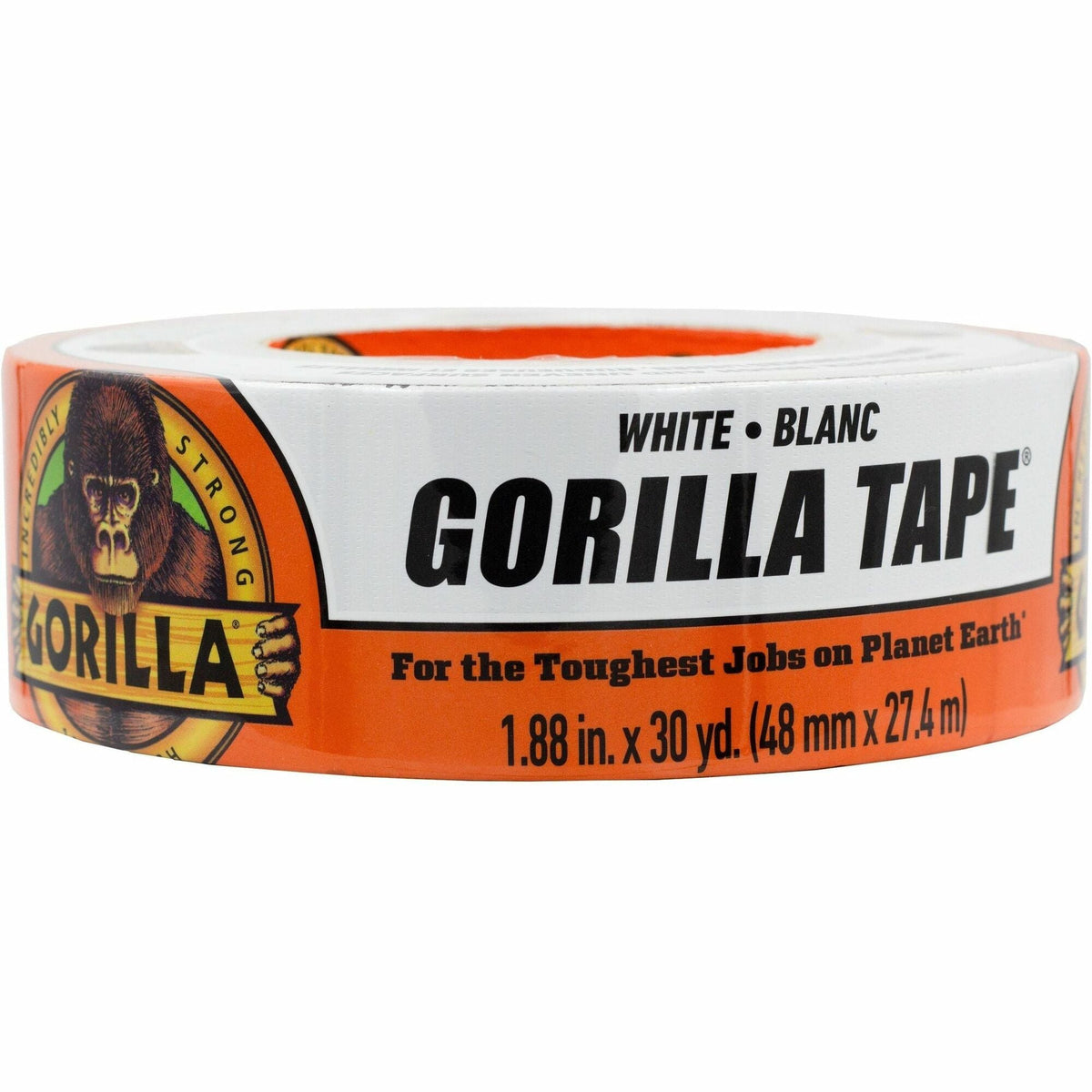 Gorilla Tape - 30 yd Length x 1.88’’ Width - White - 1 Each - Duct
