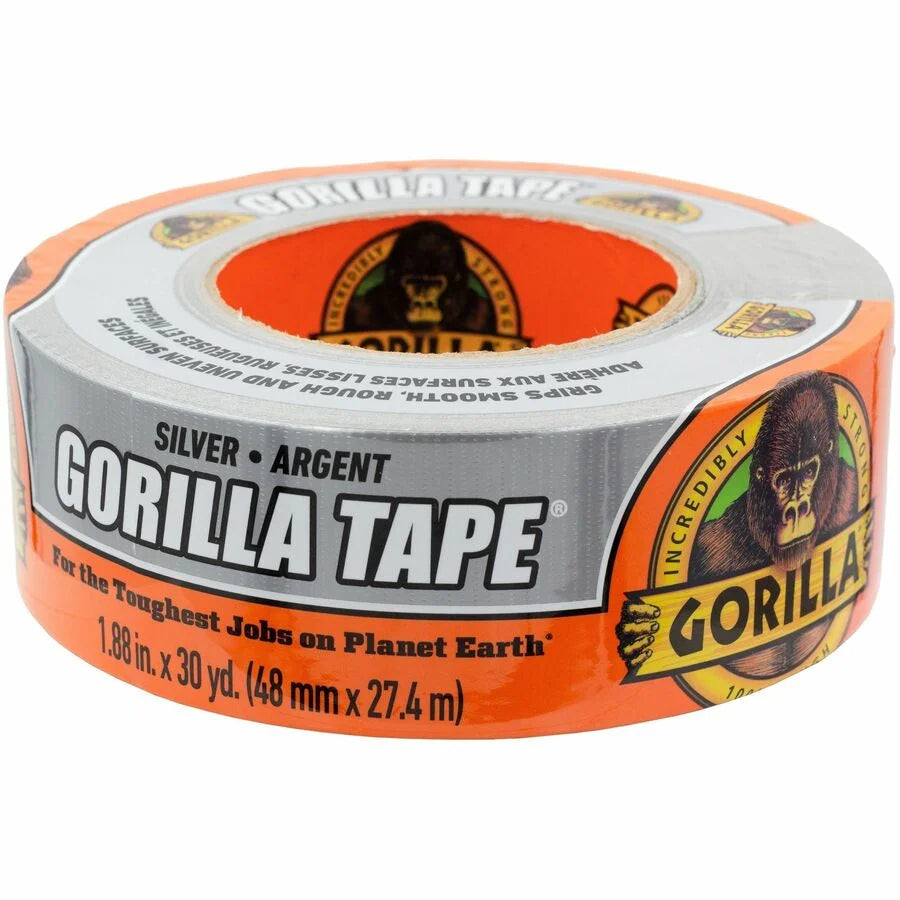 Gorilla Tape: 30 yd x 1.88’’ Silver - Heavy-Duty Adhesive Tape - Duct