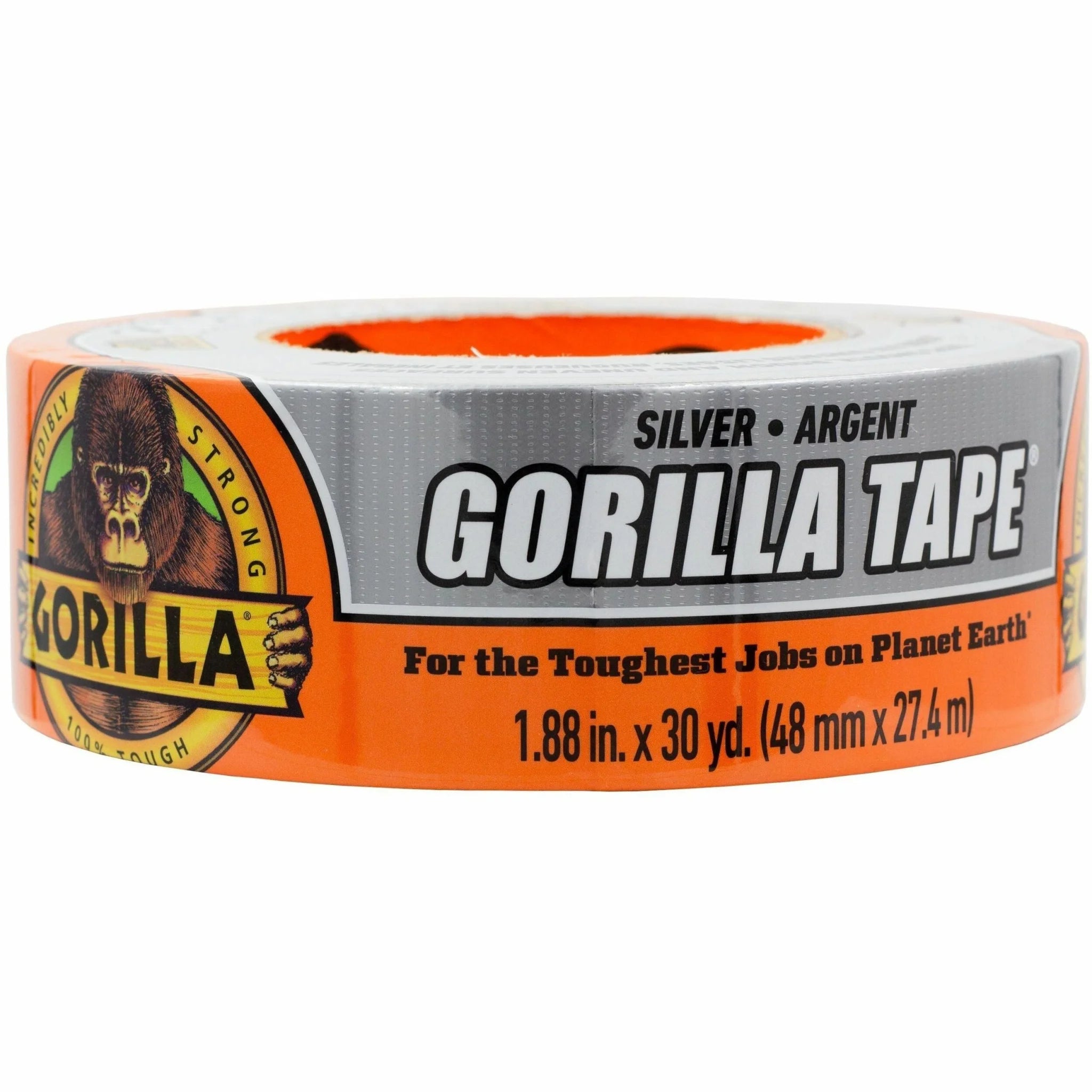 Gorilla Tape: 30 yd x 1.88’’ Silver - Heavy-Duty Adhesive Tape - Duct