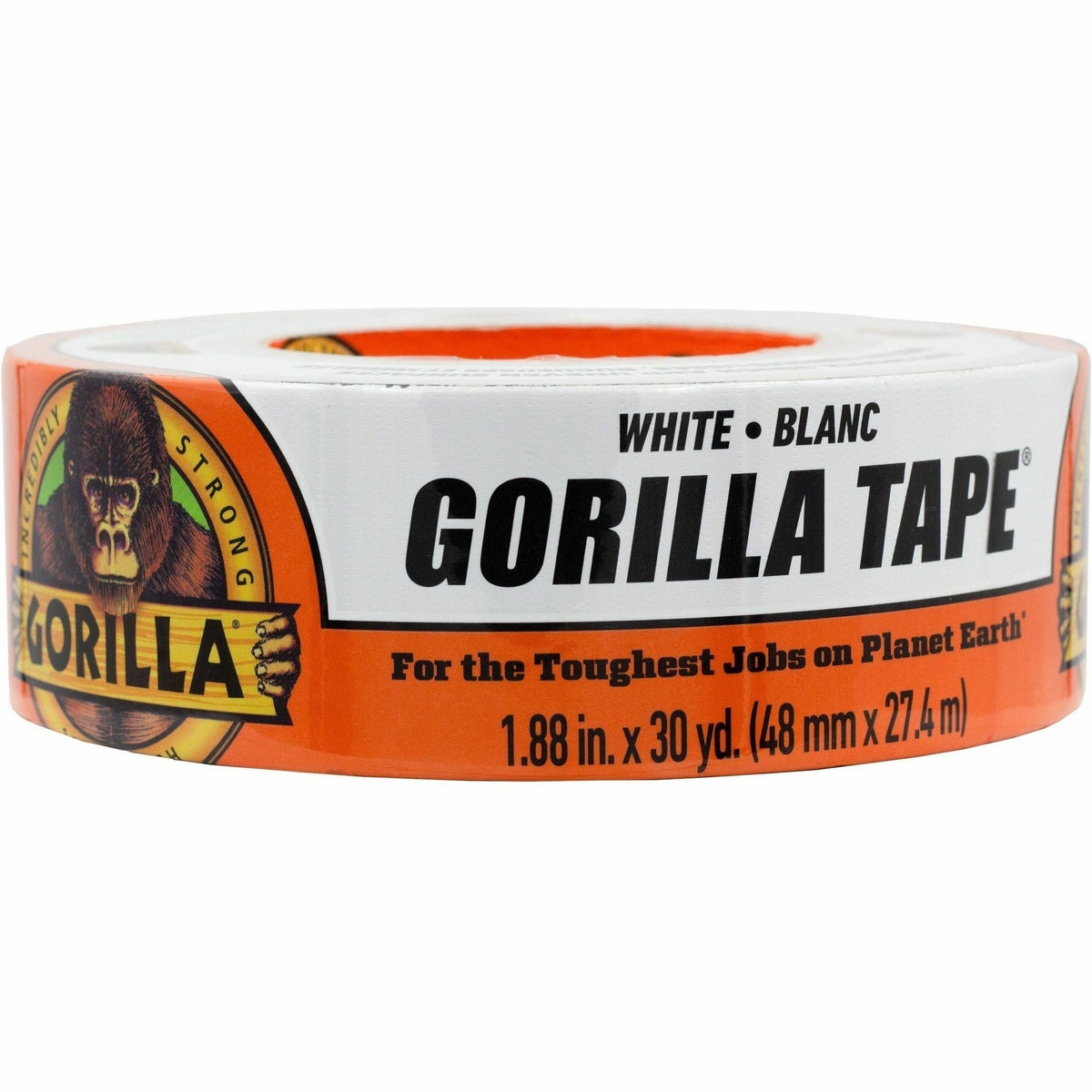 Gorilla Tape - 30 yd Length x 1.88’’ Width - White - 1 Each - Duct