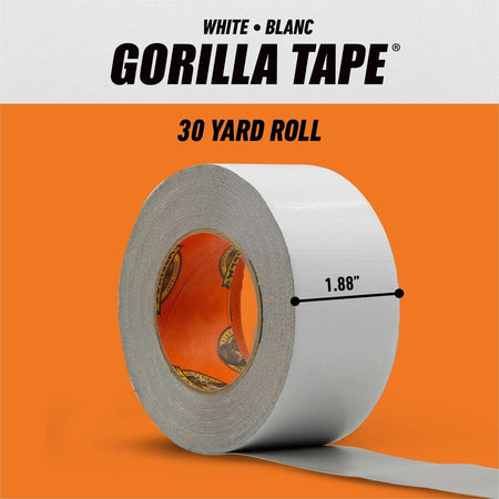 Gorilla Tape - 30 yd Length x 1.88’’ Width - White - 1 Each - Duct