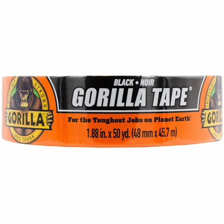 Gorilla Tape - 50 yd Length x 1.88’’ Width - Black - 1 Roll - Duct