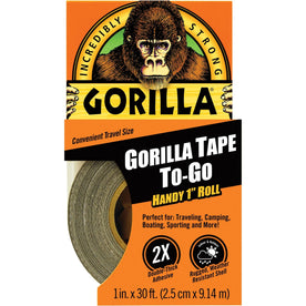 Gorilla Tape To-Go - 10 yd Length x 1’’ Width - Black - 1 Each - Duct