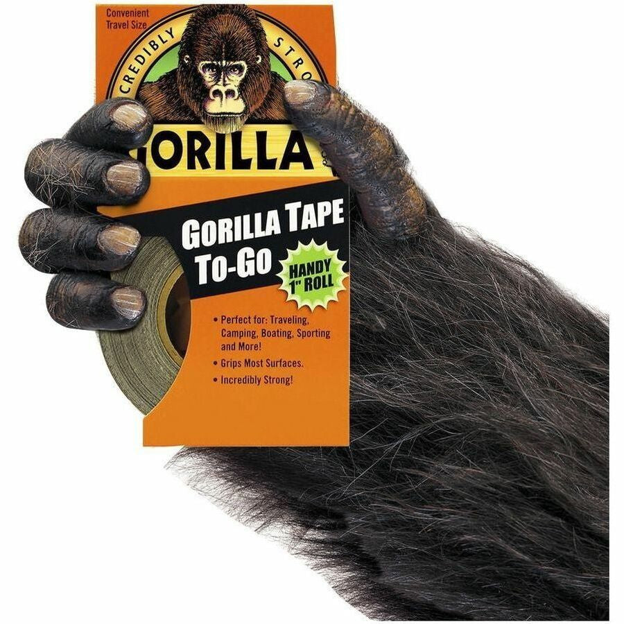 Gorilla Tape To-Go - 10 yd Length x 1’’ Width - Black - 1 Each - Duct