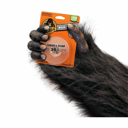 Gorilla Tough & Clear Mounting Tape - 12.50 ft Length x 1’’ Width - 1 Each - Putty