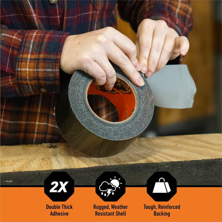 Gorilla Tough & Wide Tape - 25 yd Length x 2.88’’ Width - Black - 1 Roll - Duct