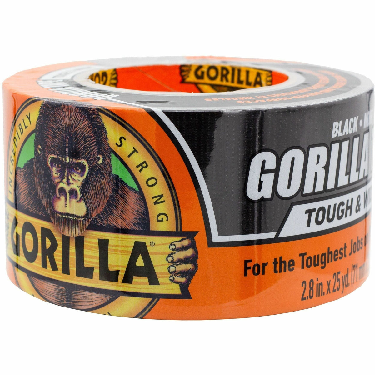 Gorilla Tough & Wide Tape - 25 yd Length x 2.88’’ Width - Black - 1 Roll - Duct