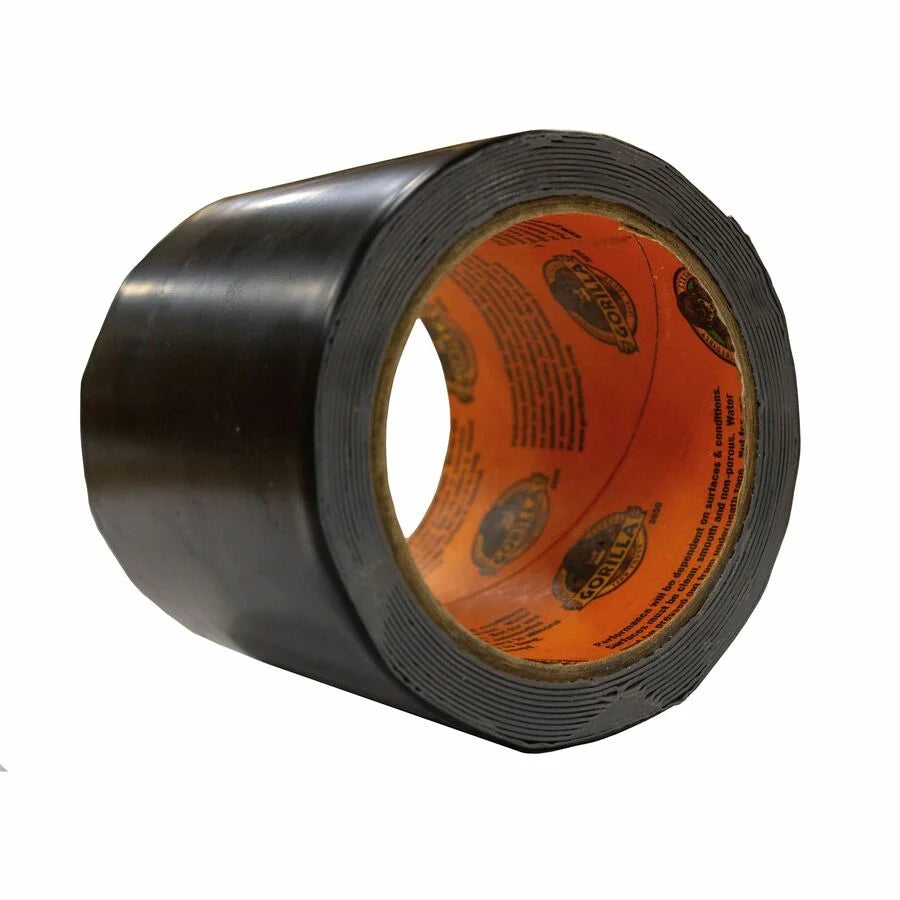 Gorilla Waterproof Patch & Seal Tape - 10 ft x 4’’ - Black - 1 Roll - Packing Dispensers
