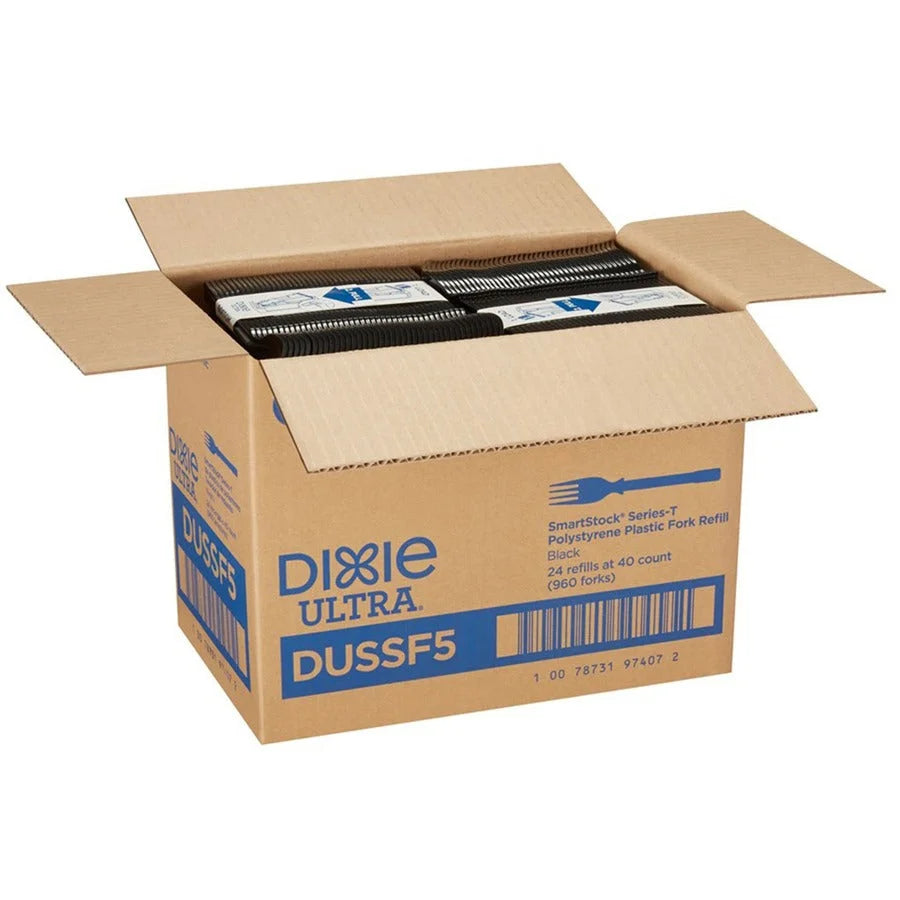 GP Pro Dixie Ultra Smartstock Series-T Fork Refill - 40 x - Disposable - Black - 960 / Carton - Cutlery
