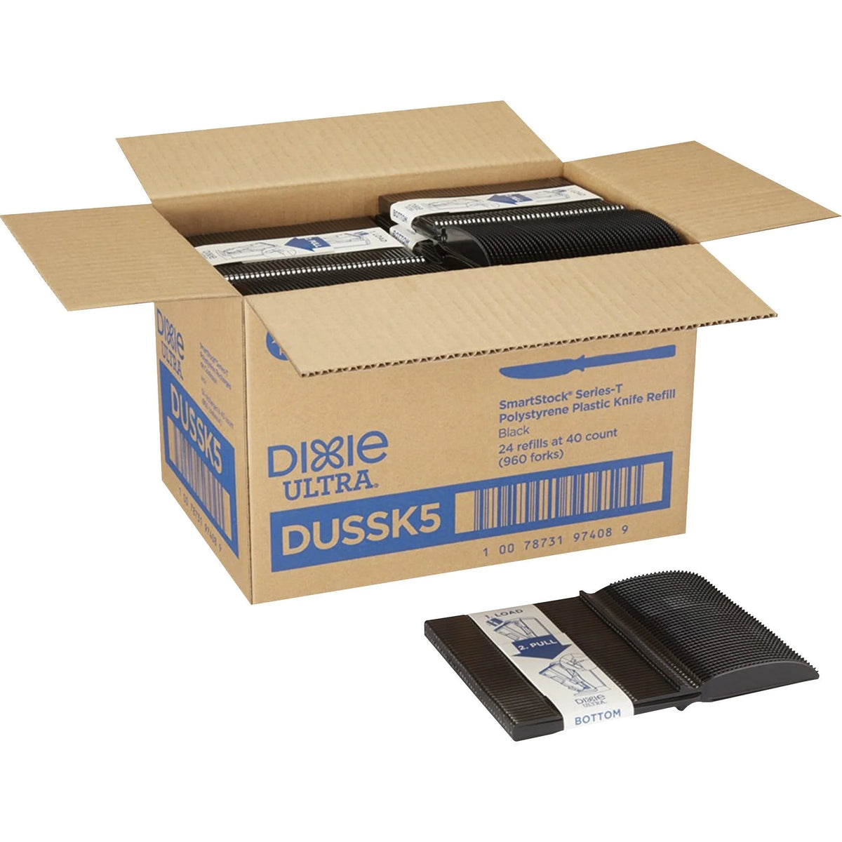 GP Pro Dixie Ultra SmartStock Series-T Knife Refill - Breakroom - Black - 960 / Carton - Cutlery