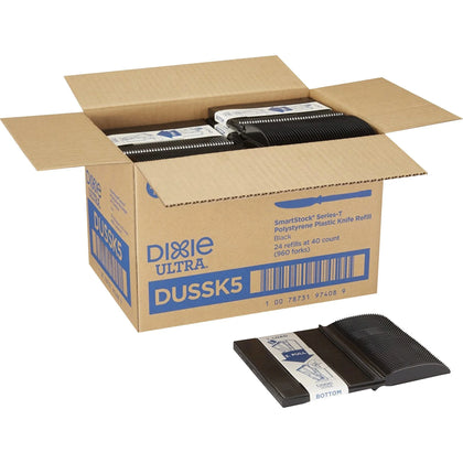 GP Pro Dixie Ultra SmartStock Series-T Knife Refill - Breakroom - Black - 960 / Carton - Cutlery