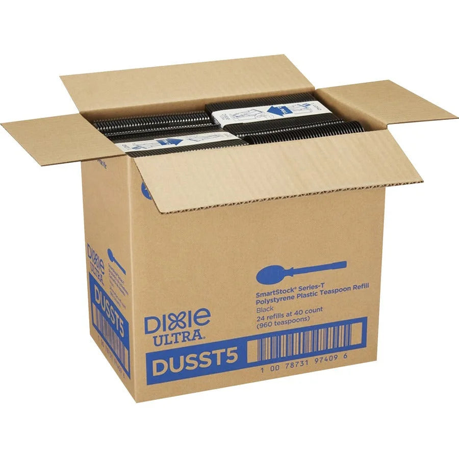 GP Pro Dixie Ultra Smartstock Series-T Teaspoon Refill - 40 x - Disposable - Black - 960 / Carton - Cutlery