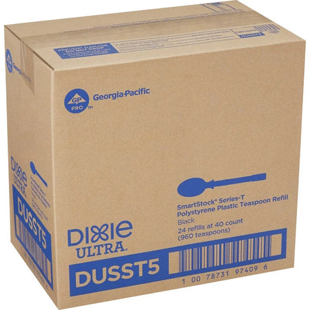 GP Pro Dixie Ultra Smartstock Series-T Teaspoon Refill - 40 x - Disposable - Black - 960 / Carton - Cutlery