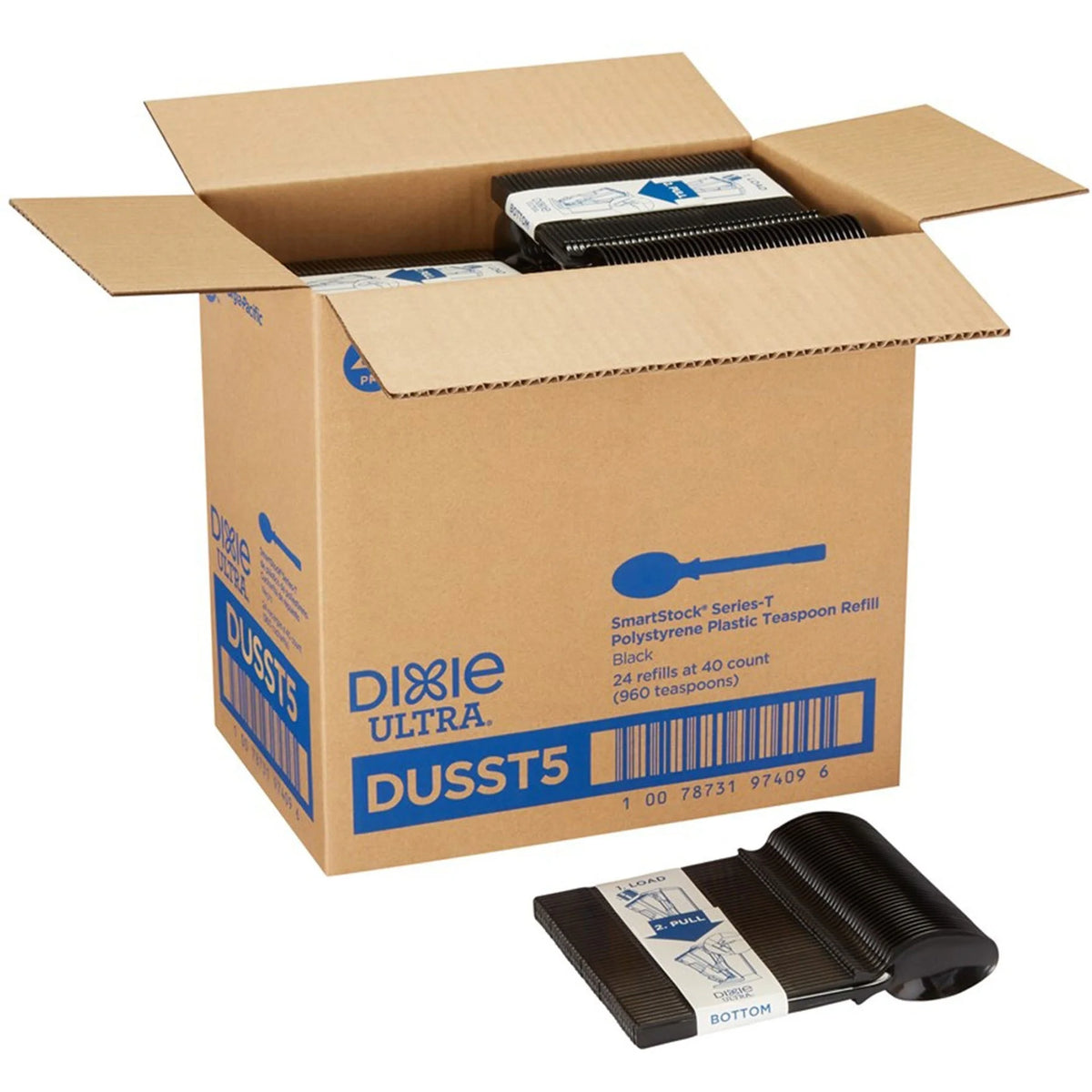 GP Pro Dixie Ultra Smartstock Series-T Teaspoon Refill - 40 x - Disposable - Black - 960 / Carton - Cutlery
