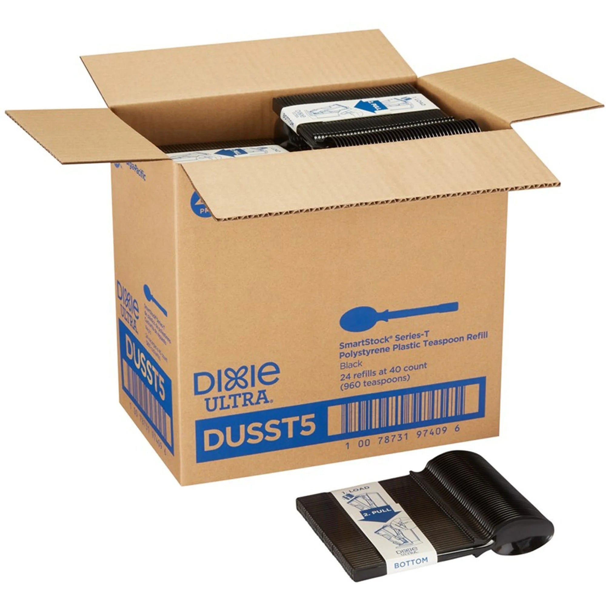 GP Pro Dixie Ultra Smartstock Series-T Teaspoon Refill - 40 x - Disposable - Black - 960 / Carton - Cutlery