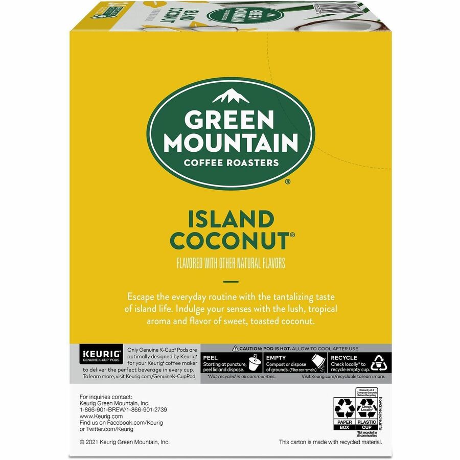 Green Mountain Coffee K-Cup Pod Island Coconut Keurig Single-Serve Pods Light Roast 24 Count