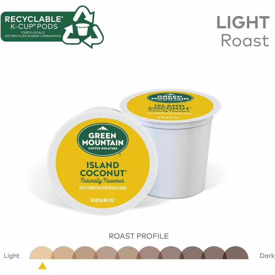 Green Mountain Coffee K-Cup Pod Island Coconut Keurig Single-Serve Pods Light Roast 24 Count