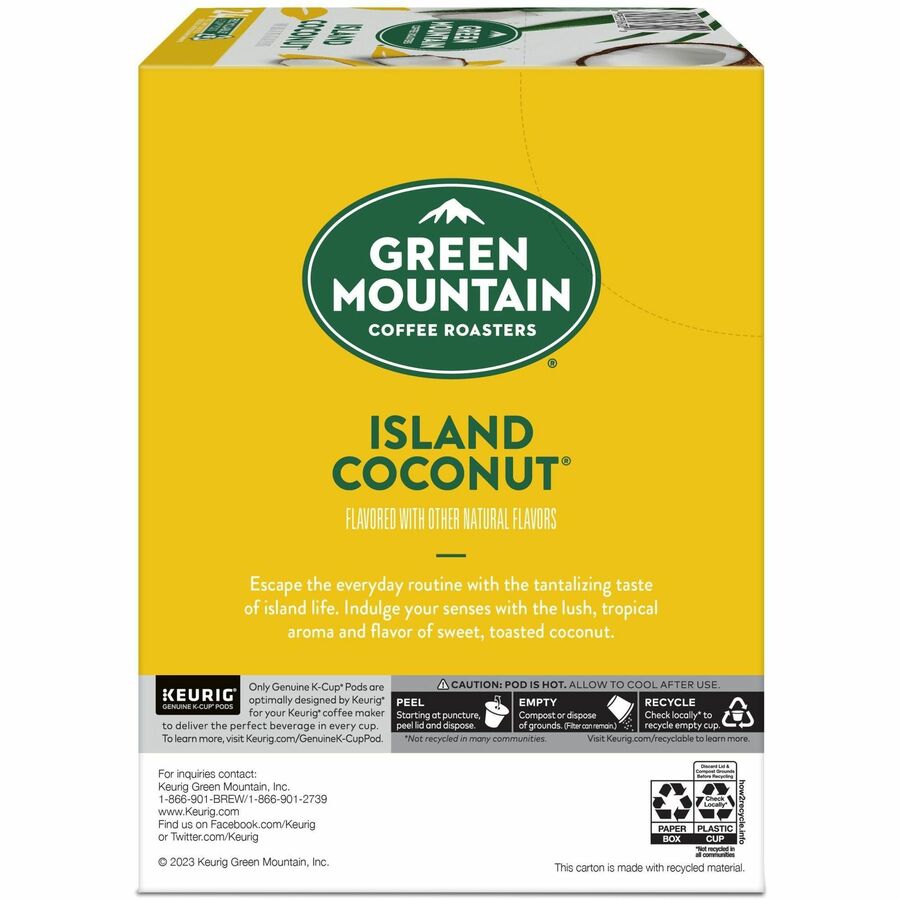 Green Mountain Coffee K-Cup Pod Island Coconut Keurig Single-Serve Pods Light Roast 24 Count