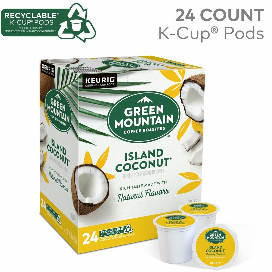 Green Mountain Coffee K-Cup Pod Island Coconut Keurig Single-Serve Pods Light Roast 24 Count