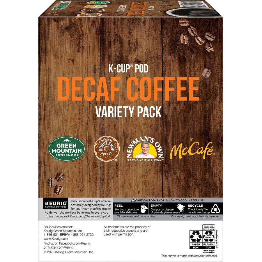 Green Mountain Coffee K-Cup Variety Sampler Decaf Pack - Compatible with Keurig Brewer - Light/Medium - Per Box