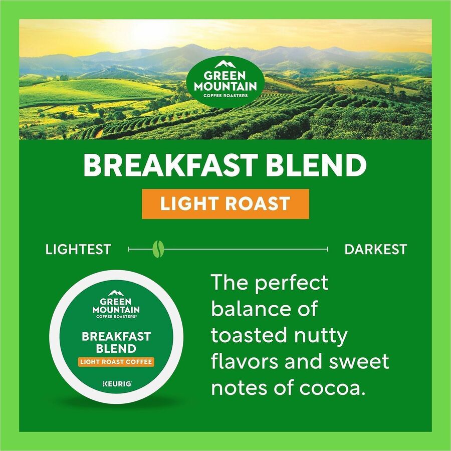 Green Mountain Coffee Roasters® K-Cup Breakfast Blend - Compatible with Keurig Brewer - Regular - Light