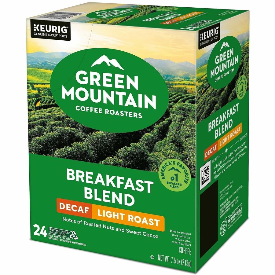 Green Mountain Coffee Roasters® K-Cup Breakfast Blend Decaf - Compatible with Keurig Brewer - Light