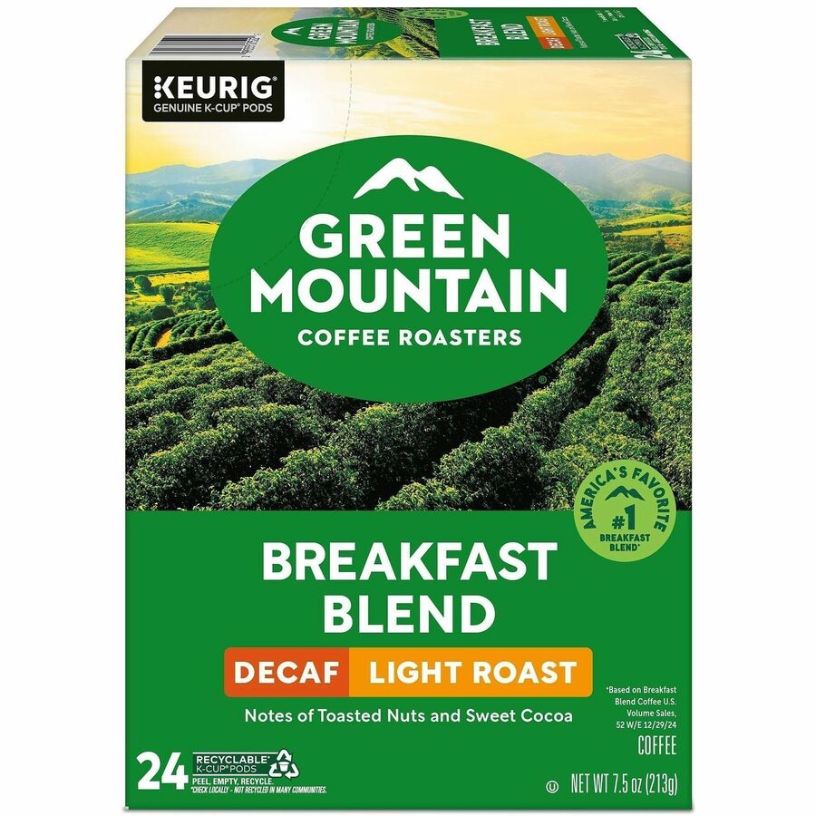 Green Mountain Coffee Roasters® K-Cup Breakfast Blend Decaf - Compatible with Keurig Brewer - Light