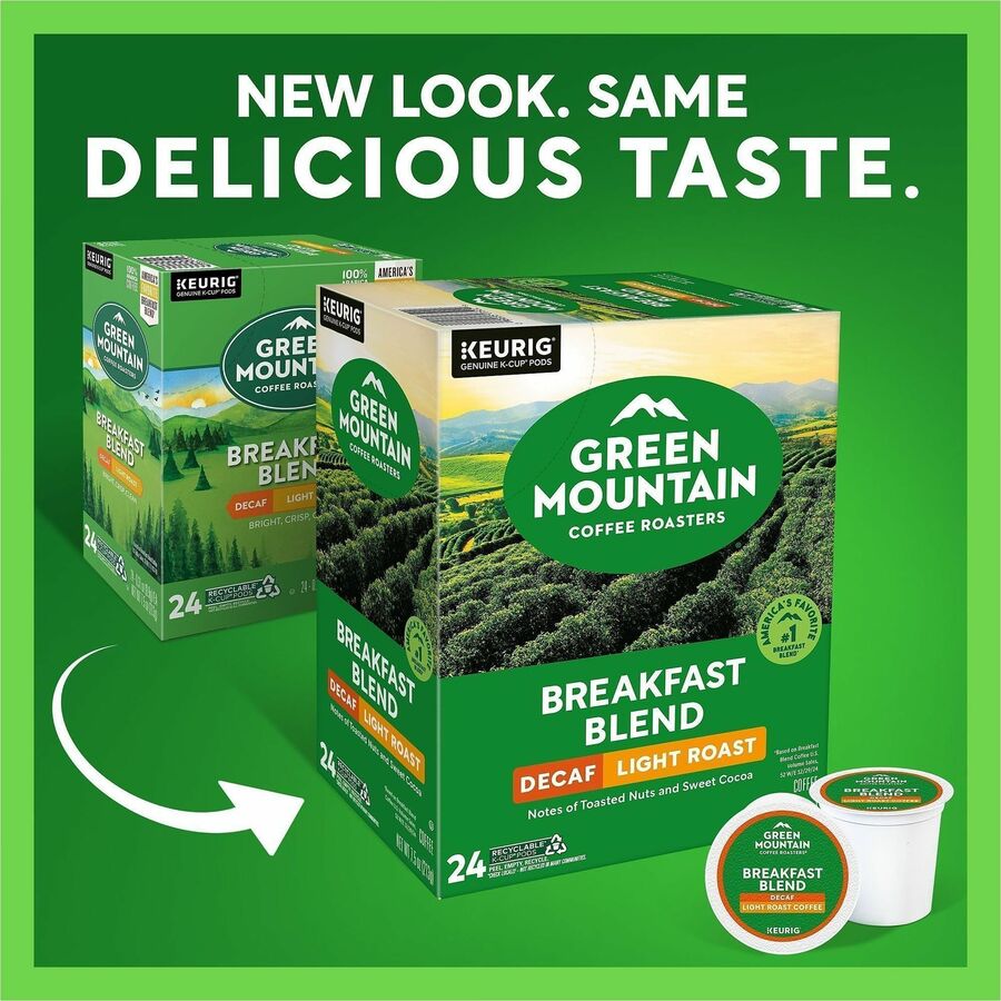 Green Mountain Coffee Roasters® K-Cup Breakfast Blend Decaf - Compatible with Keurig Brewer - Light/Mild