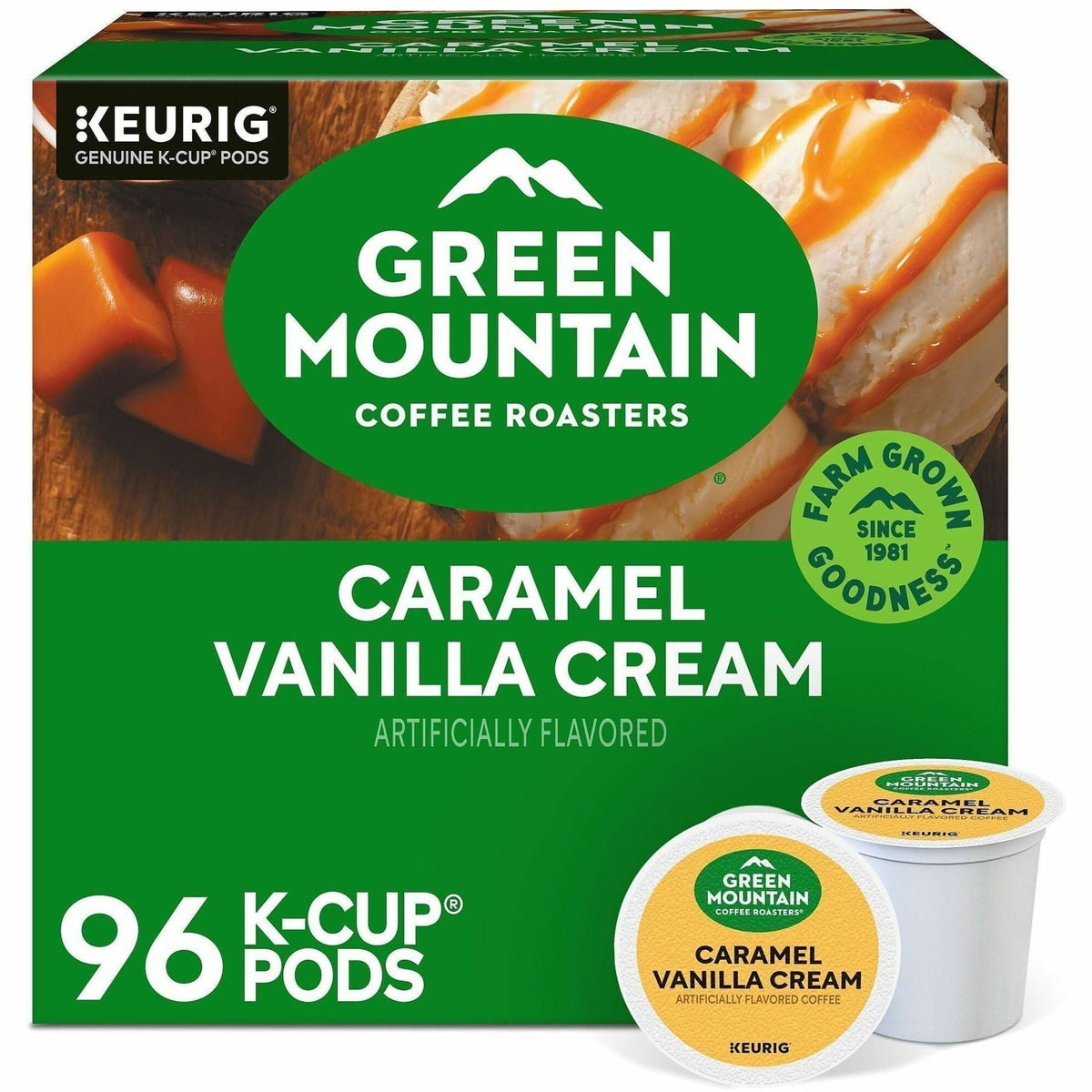 Green Mountain Coffee Roasters® K-Cup Caramel Vanilla Cream - Compatible with Keurig Brewer - Regular - Light