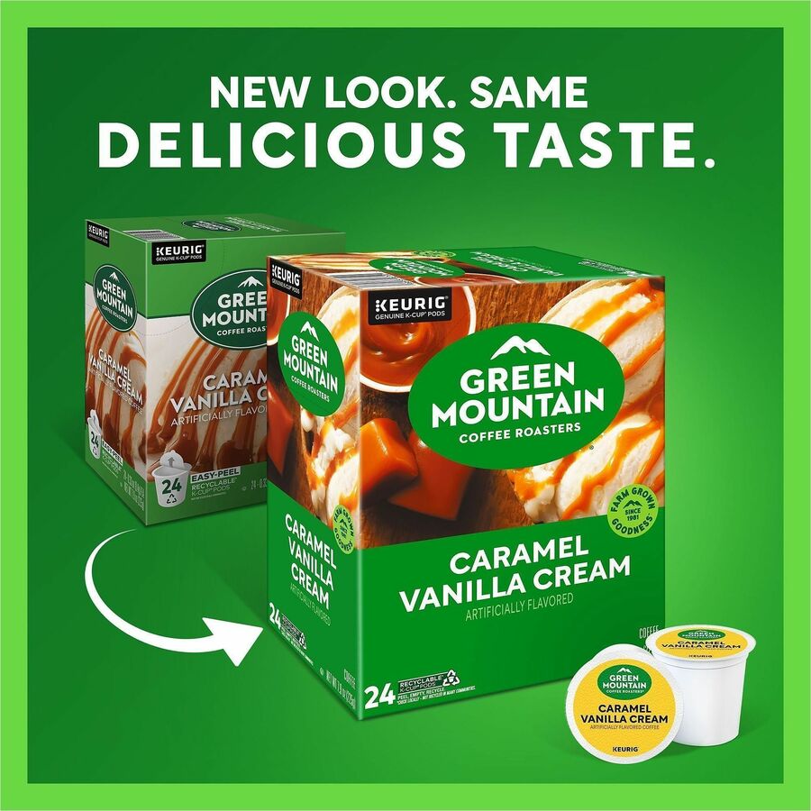 Green Mountain Coffee Roasters® K-Cup Caramel Vanilla Cream - Compatible with Keurig Brewer - Regular - Light