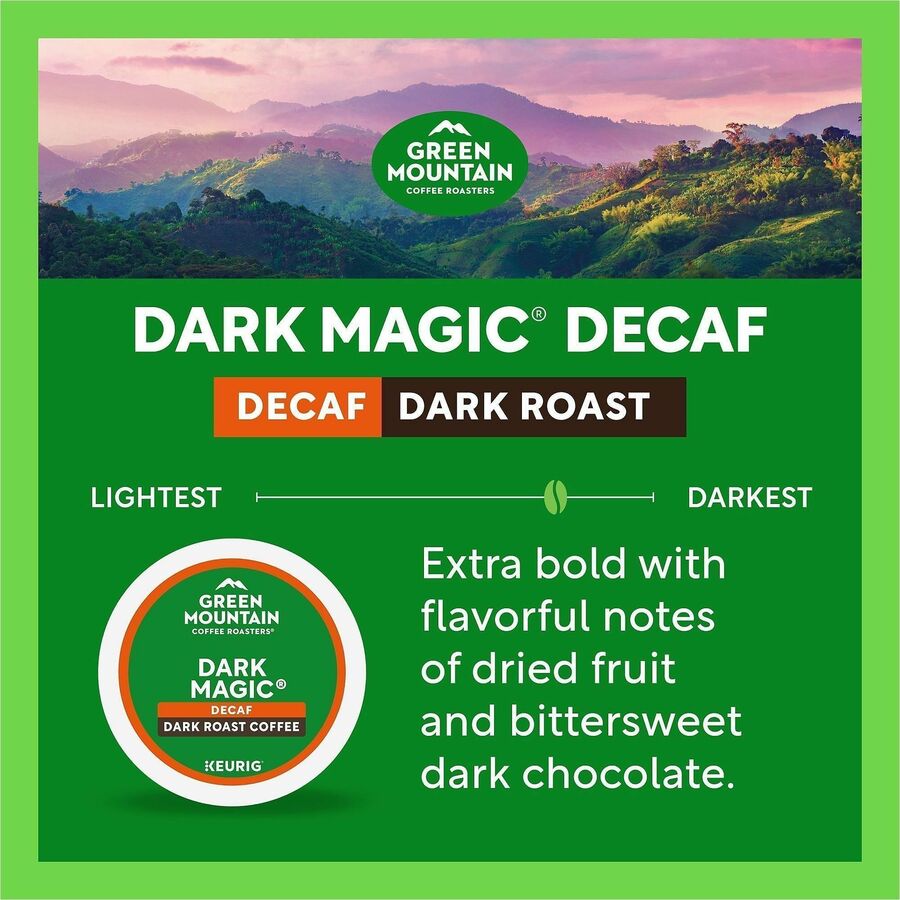 Green Mountain Coffee Roasters® K-Cup Dark Magic Decaf - Compatible with Keurig Brewer - Full/Extra Dark/Extra Bold