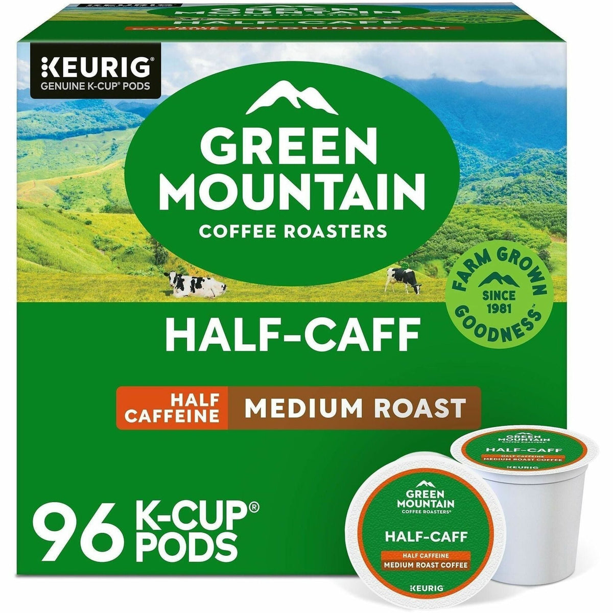 Green Mountain Coffee Roasters® K-Cup Half-Caff - Compatible with Keurig Brewer - Half Caff - 24/Box