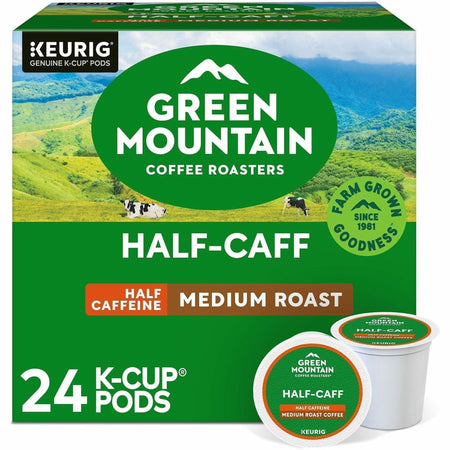 Green Mountain Coffee Roasters® K-Cup Half-Caff - Compatible with Keurig Brewer - Medium - Half Caff - 24 / Box
