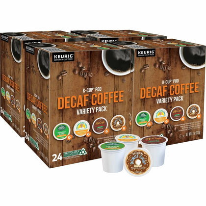 Green Mountain Decaf Coffee Sampler Pack - 24 K-Cup - Light/Medium Roast - Keurig Compatible - 4 Carton