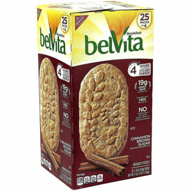 Green Rabbit Belvita Breakfast Biscuits - Cinnamon Brown Sugar Crunchy - 1.76 oz - 4/Bag - 25 / Carton - Snacks