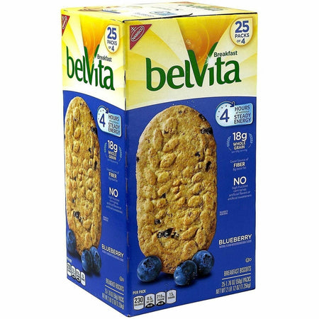 Green Rabbit Belvita Breakfast Biscuits - Crunchy Blackberry Natural - 1.76 oz - 4/Bag - 25 / Carton - Snacks