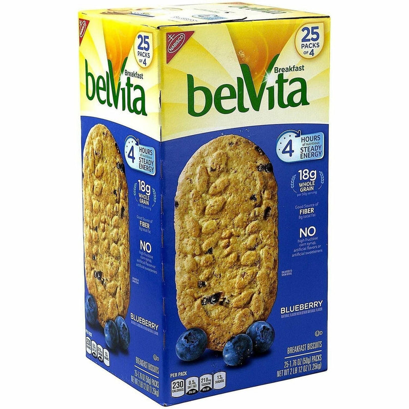 Green Rabbit Belvita Breakfast Biscuits - Crunchy Blackberry Natural - 1.76 oz - 4/Bag - 25 / Carton - Snacks