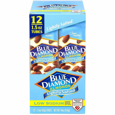 Green Rabbit Blue Diamond Low-Sod. Light Salt Almond - Low Sodium - Lightly Salted - 1 - 1.50 oz - 12 / Carton - Snacks