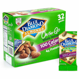 Green Rabbit Blue Diamond Whole Almonds - Low Calorie - Almond - 0.63 oz - 32 / Carton - Snacks