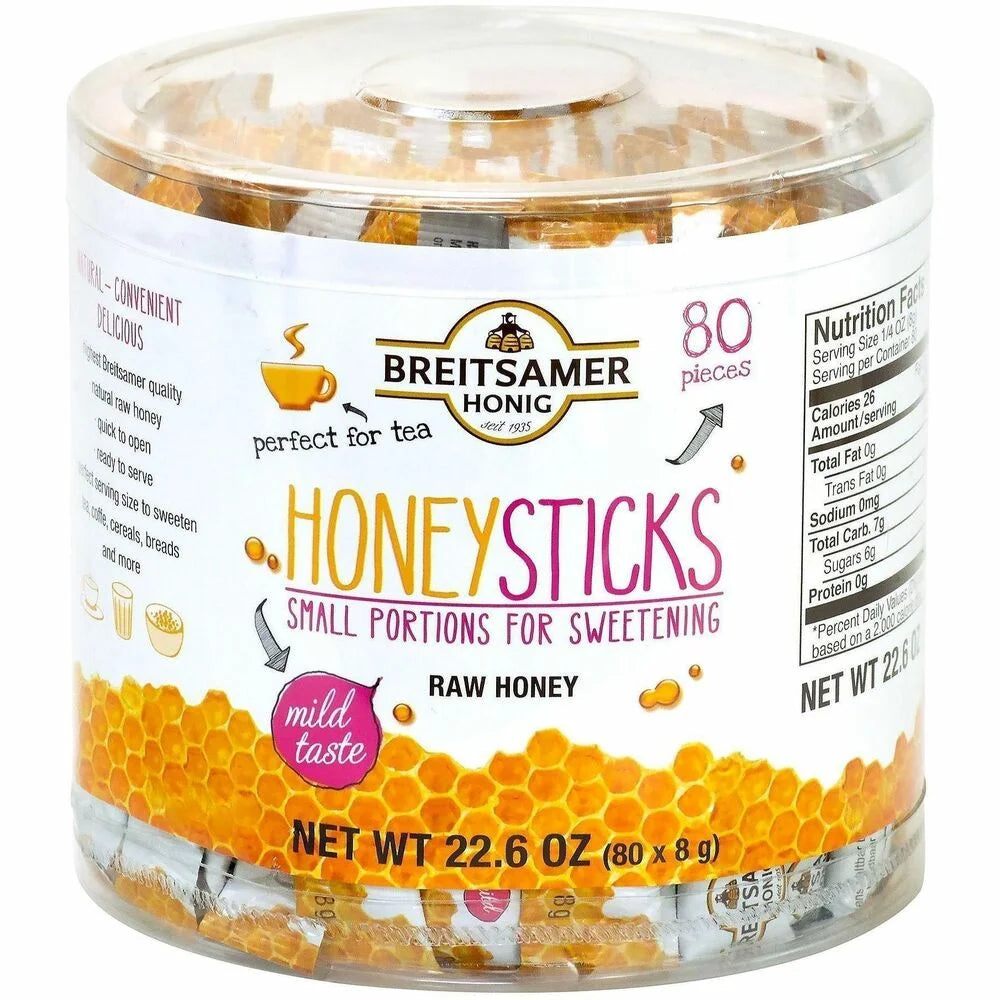 Green Rabbit Breitsamer Honig Honey Sticks Natural 80 / Carton (GRR20902630) - Condiments