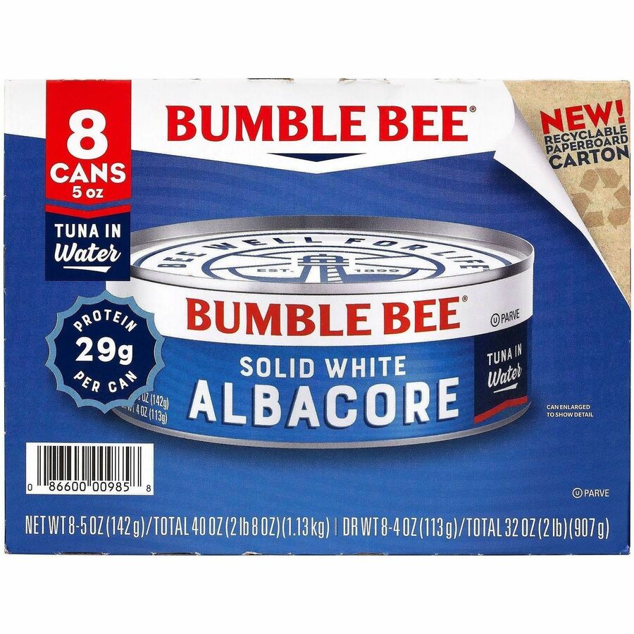 Green Rabbit Bumble Bee Solid White Albacore Tuna - 5 oz - 8 / Carton - Snacks