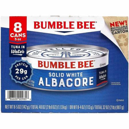 Green Rabbit Bumble Bee Solid White Albacore Tuna - 5 oz - 8 / Carton - Snacks